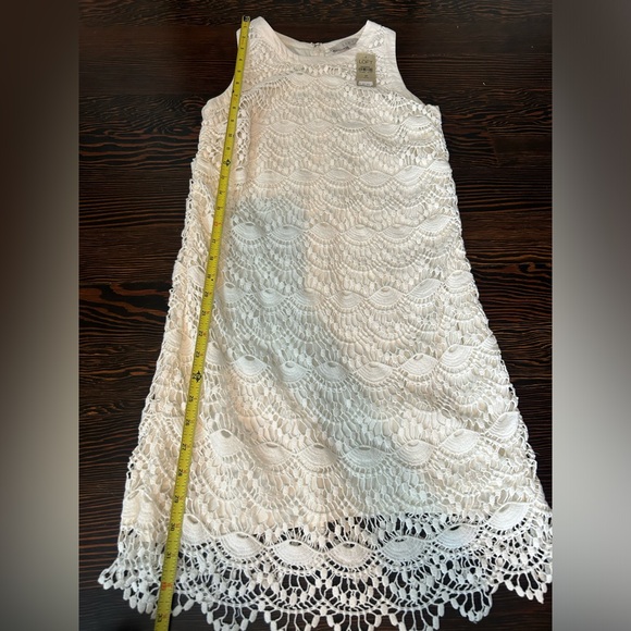 NWT LOFT ivory scallop lace overlay halter shift dress - 0P - Picture 6 of 8